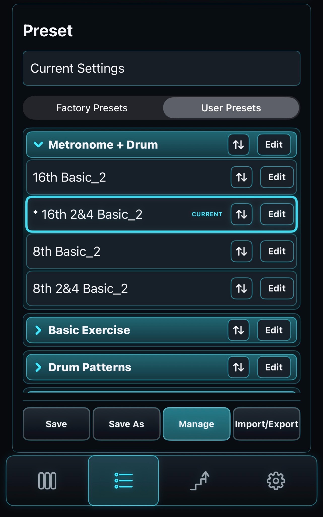 Preset Library / Manage