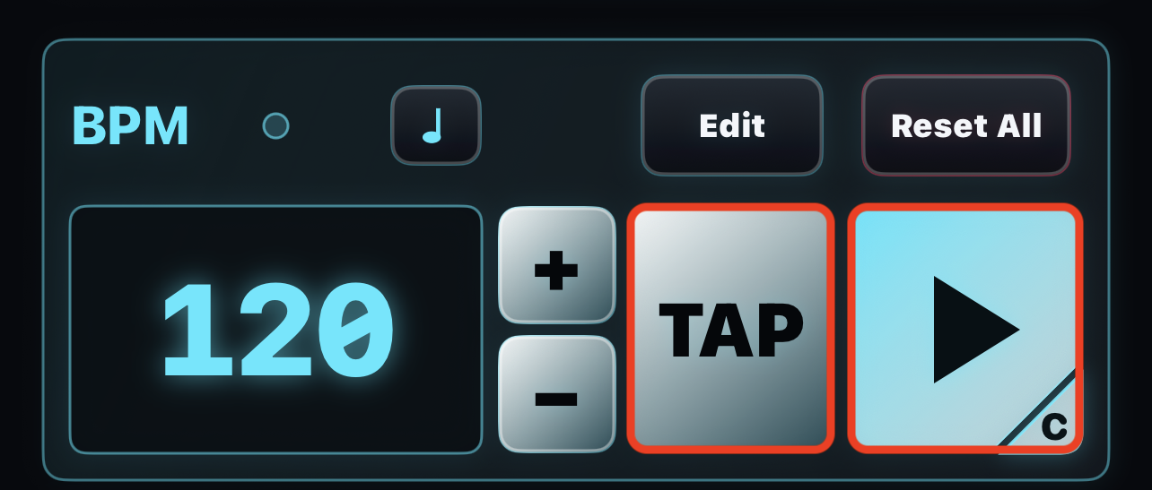 BPM・TAP・再生ボタン